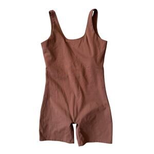 Girlfriend Collective Bike Unitard in Brown Size Medium